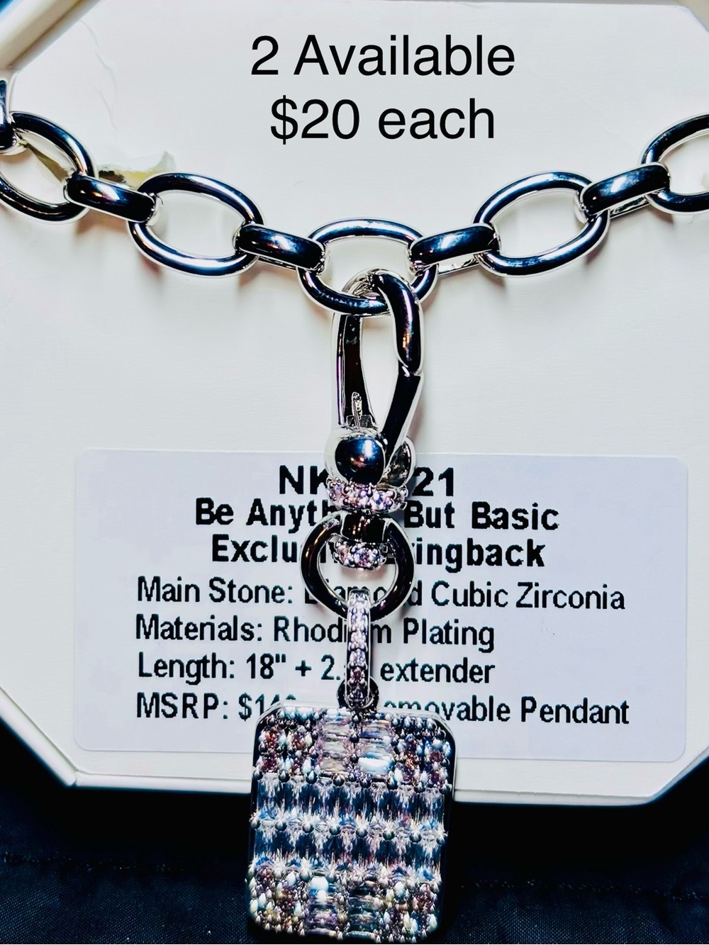 Be Anything But Basic Silver-Tone Cubic Zirconia Pendant Necklace